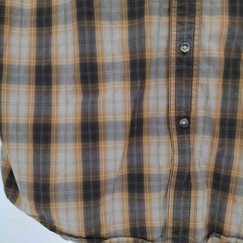 カーハート Carhartt 90-00s インド製 コットン レザーパッチ チェック ボタンダウンシャツ メンズ import:L